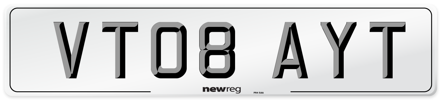 VT08 AYT Number Plate from New Reg